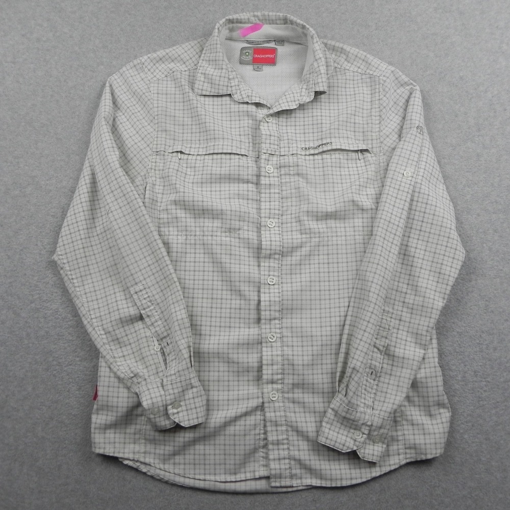 Craghoppers Shirt Mens M Grey Plaid Insect Shield Long Sleeve Hiking Outdoor Top